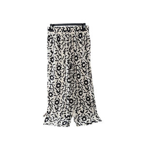 Women's CHRIS & NINA SIRIO Wide Leg Pants S White Black Floral Y2K